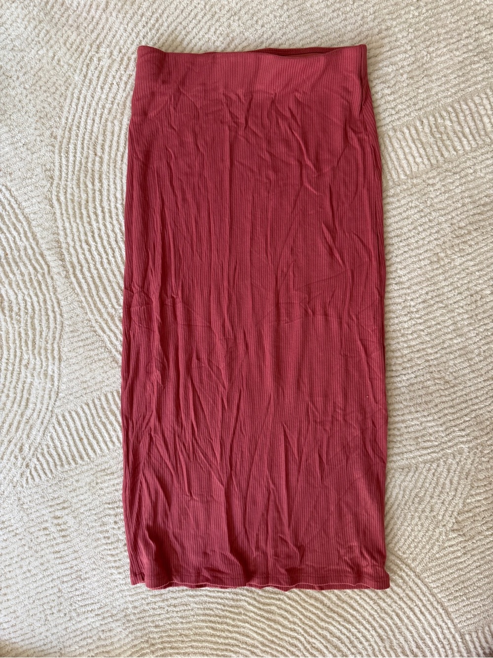 Aritzia Wilfred Ribbed Midi Pencil Skirt - Redish Pink, XS